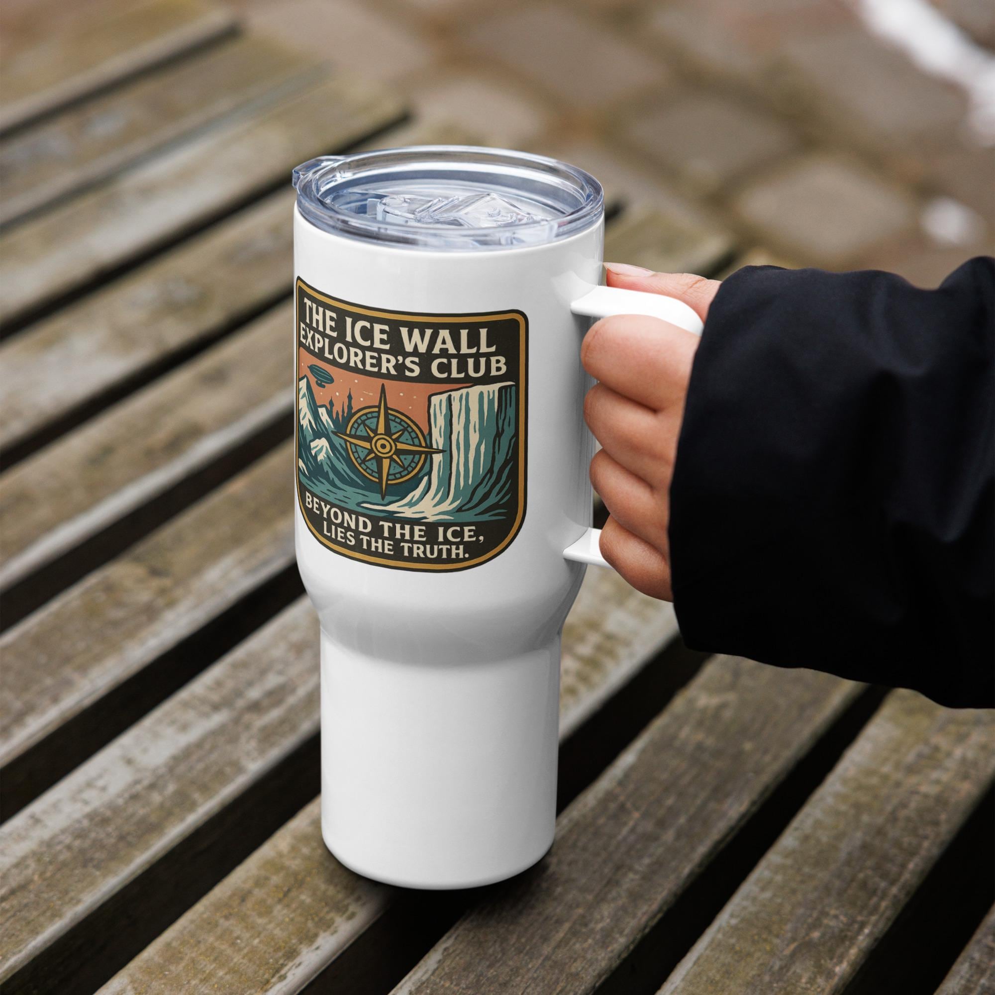 Ice Wall Explorer's Club Travel Mug with Handle & Lid