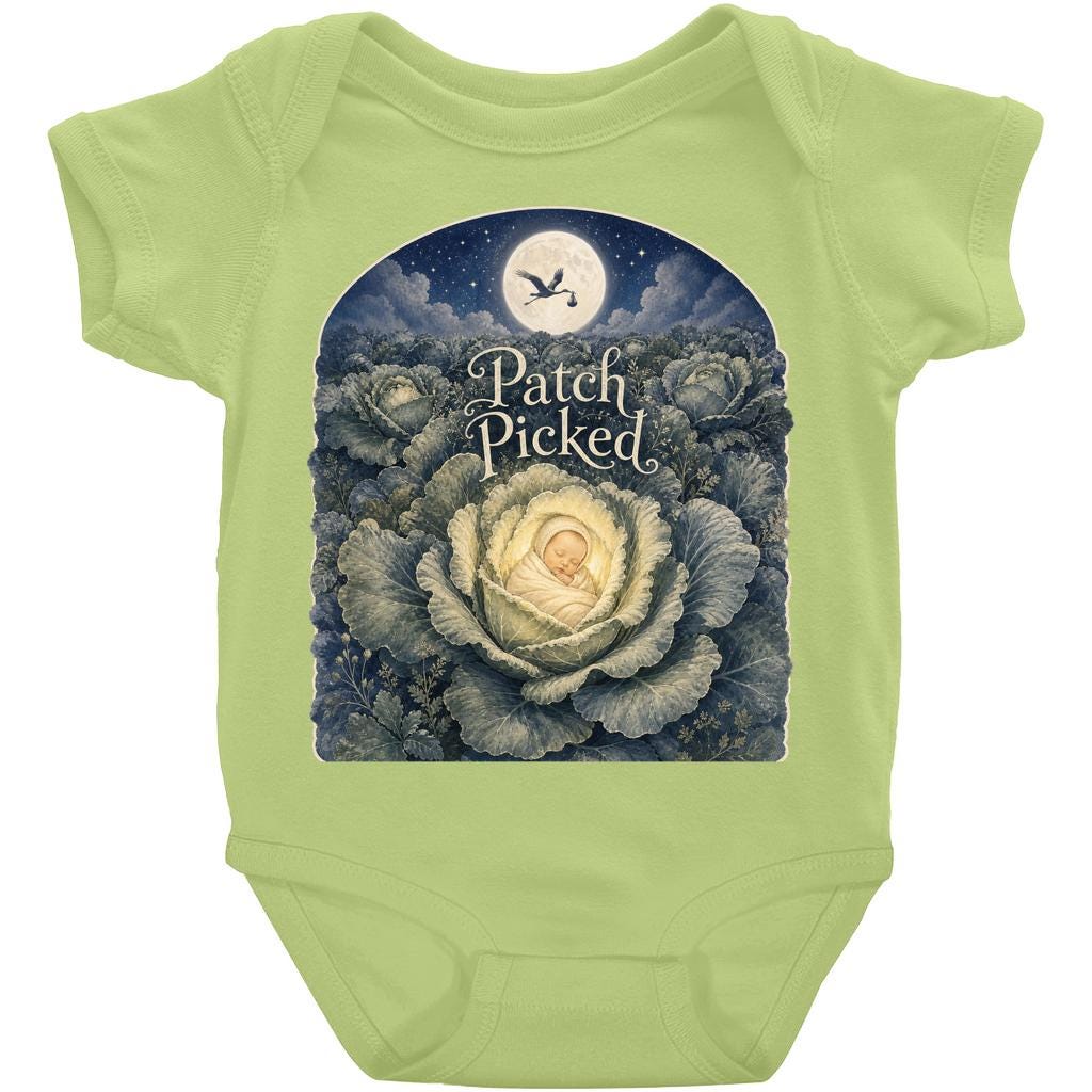 Patch Picked Baby Bodysuit: The Moonlit Field