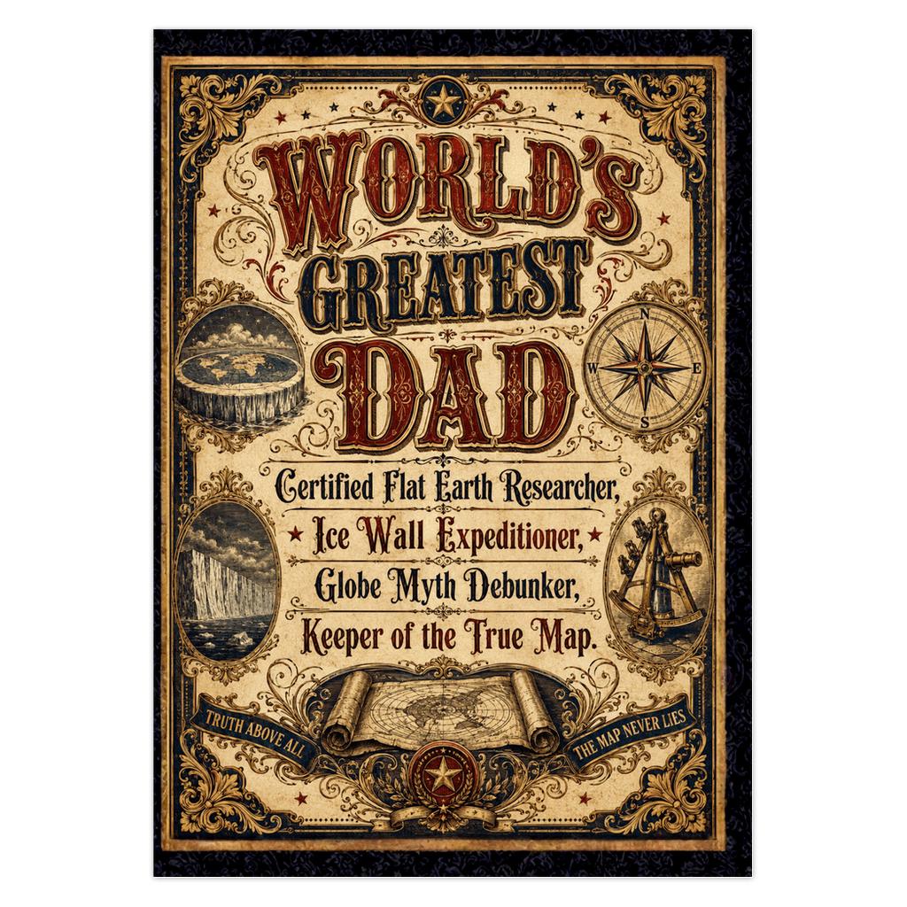 World's Greatest Flat Earth Dad Card: Certified Researcher & True Map Keeper