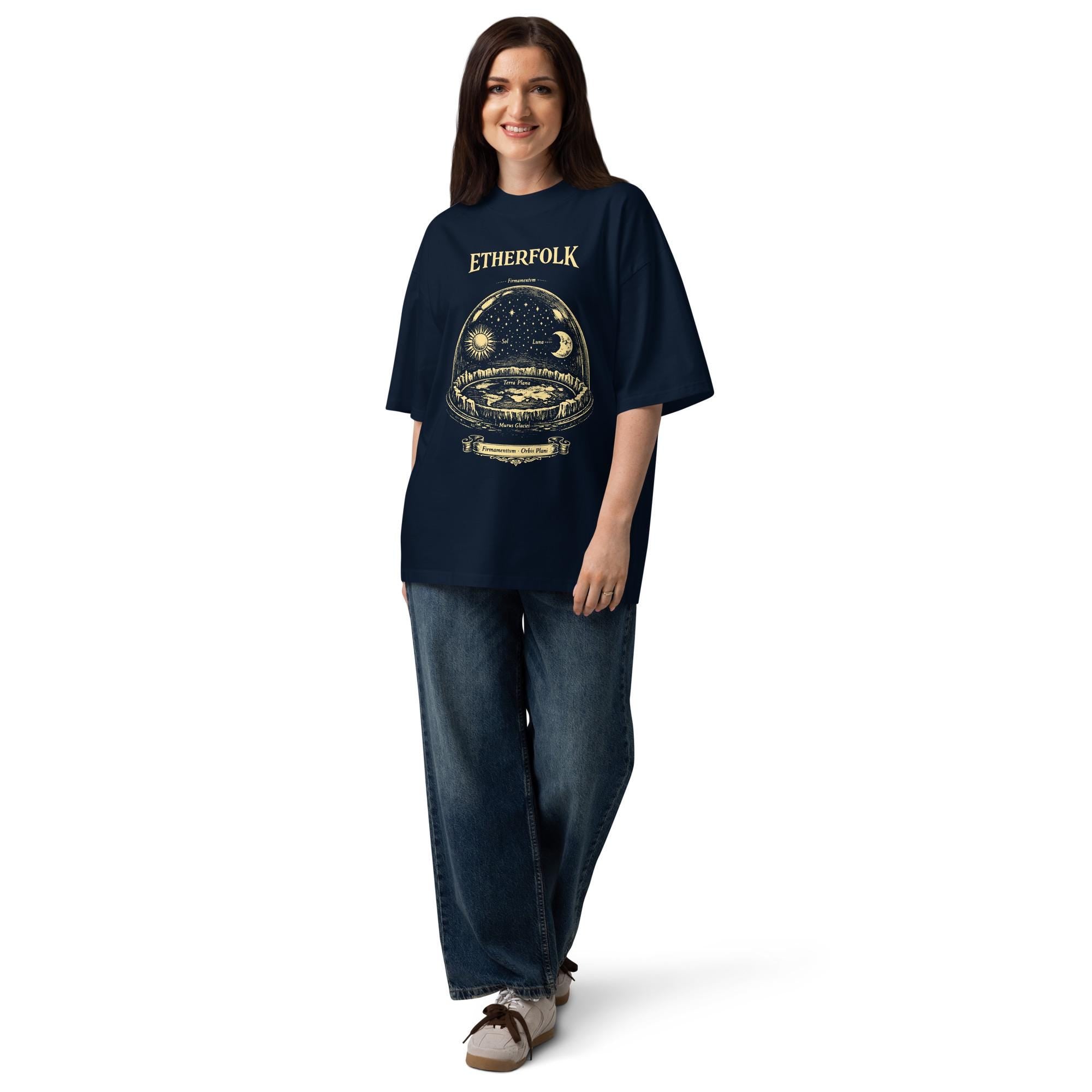 Flat Earth Firmament Dome Oversized Organic T-Shirt