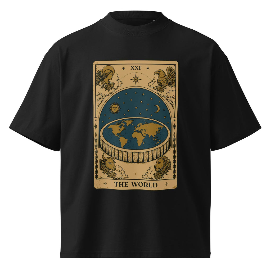The Flat Earth World: Tarot Card Unisex Organic Oversized T-Shirt