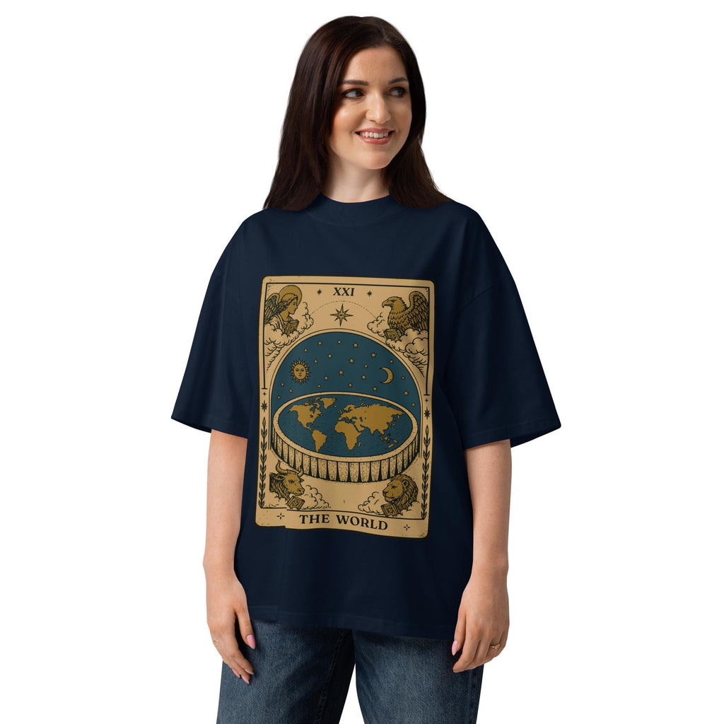 The Flat Earth World: Tarot Card Unisex Organic Oversized T-Shirt