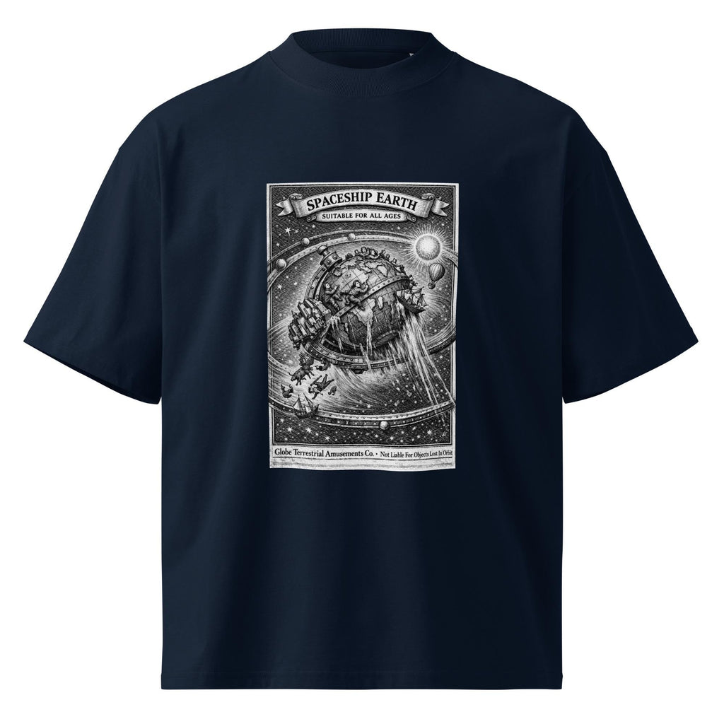 Spaceship Earth Flat Earth Oversized Tee – Vintage Engraving Globe Mockery Shirt