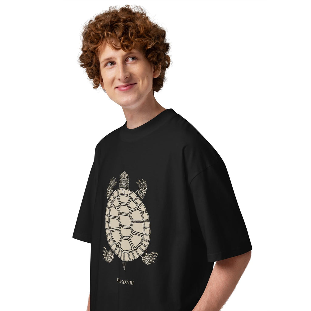 Lunar Turtle Oversized Organic T-Shirt – 13 Moons / 28 Days Cosmic Calendar
