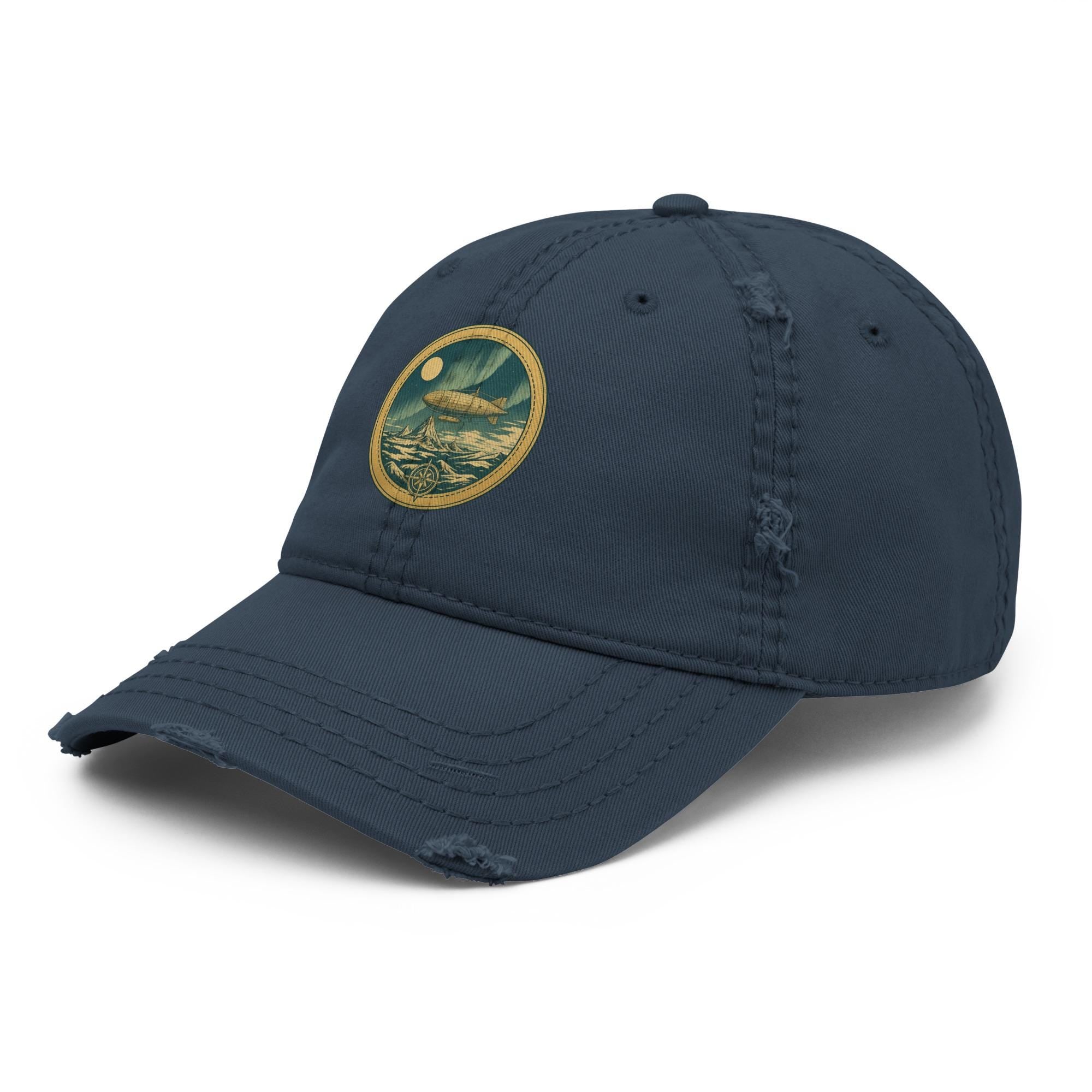 Beyond the Ice – Vintage Airship Bio-Washed Dad Hat – Flat Earth Explorer Patch