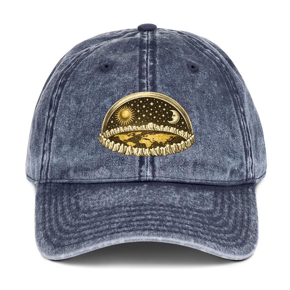 Flat Earth Firmament Dome Dad Hat – Vintage Engraving Cap