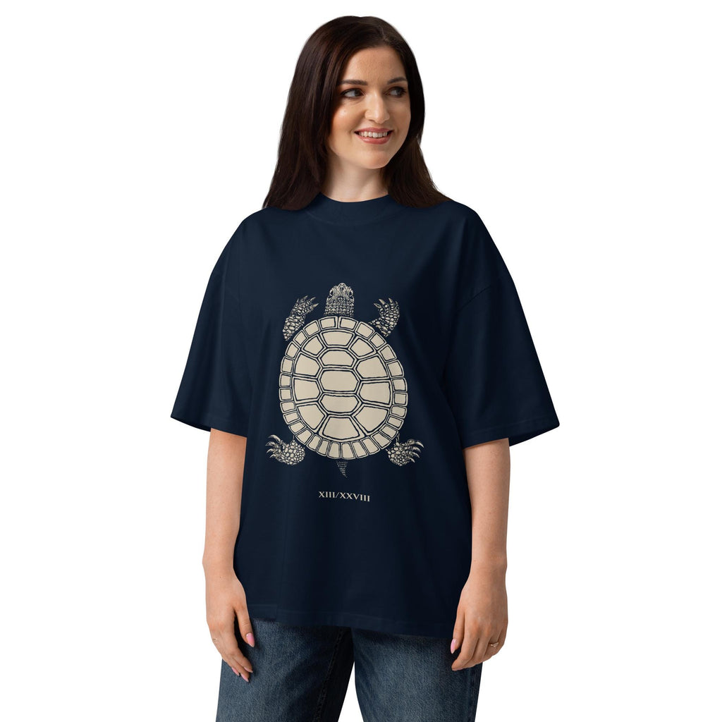 Lunar Turtle Oversized Organic T-Shirt – 13 Moons / 28 Days Cosmic Calendar