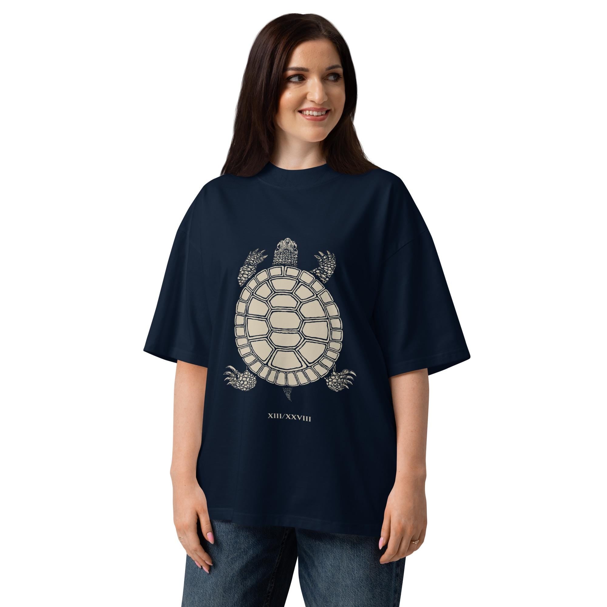 Lunar Turtle Oversized Organic T-Shirt – 13 Moons / 28 Days Cosmic Calendar