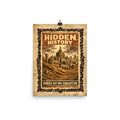 Tartarian architecture emerging from mud flood sediment layers, vintage sepia-toned archival illustration style poster print