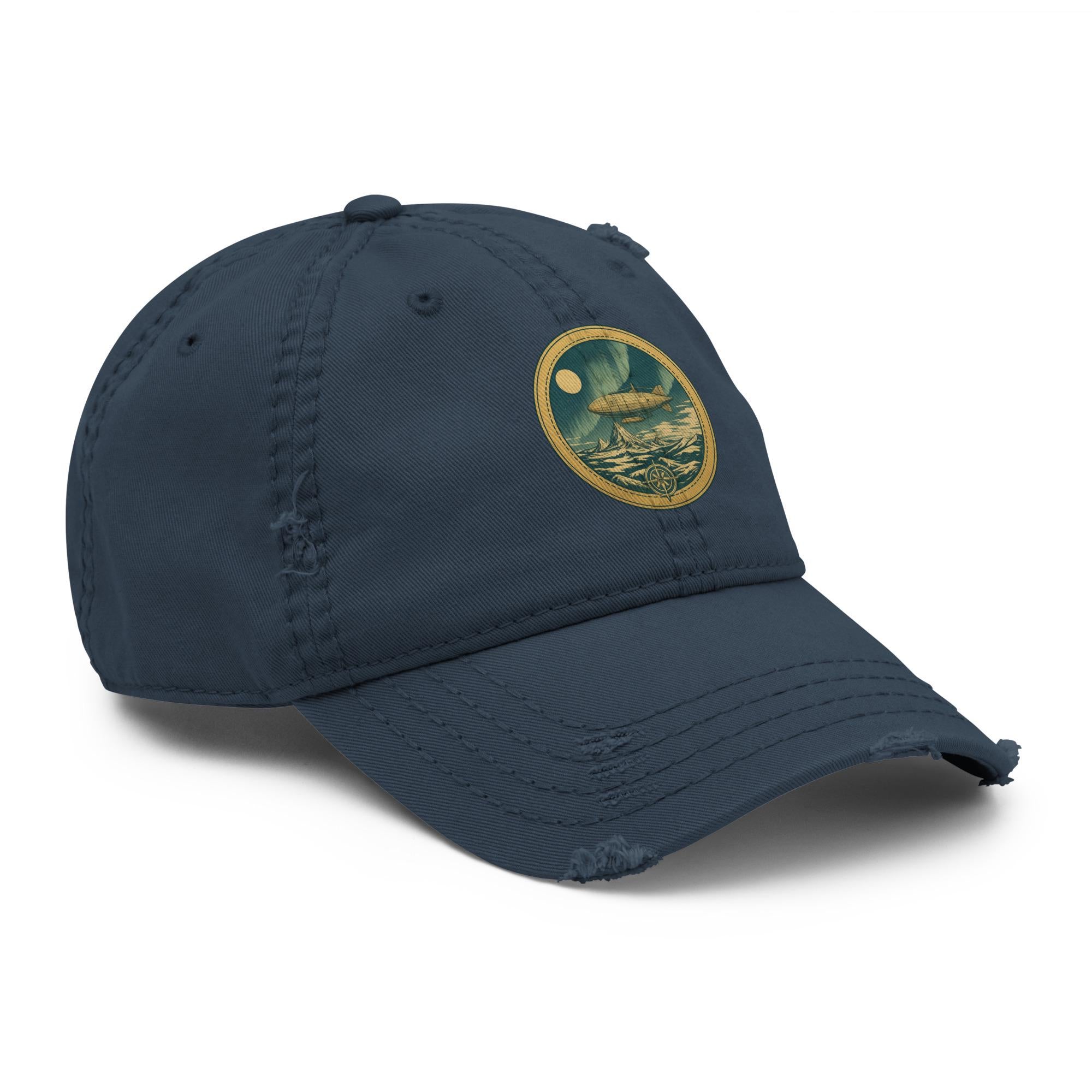 Beyond the Ice – Vintage Airship Bio-Washed Dad Hat – Flat Earth Explorer Patch