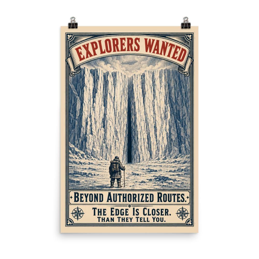 Explorers Wanted — Beyond Authorized Routes Poster