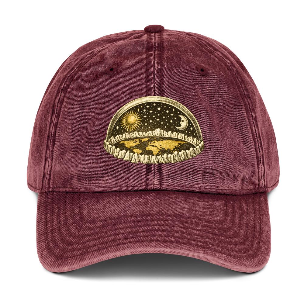 Flat Earth Firmament Dome Dad Hat – Vintage Engraving Cap