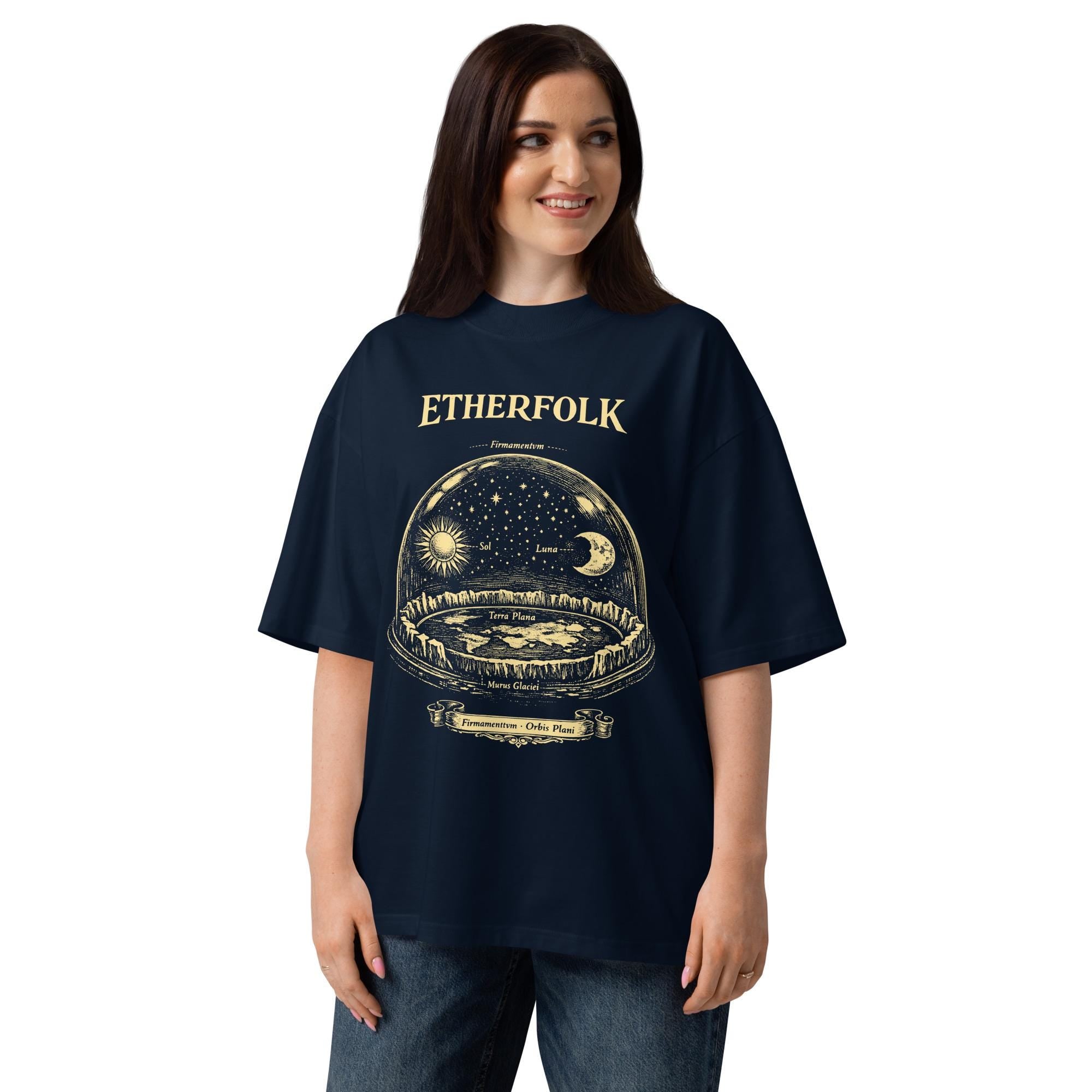 Flat Earth Firmament Dome Oversized Organic T-Shirt
