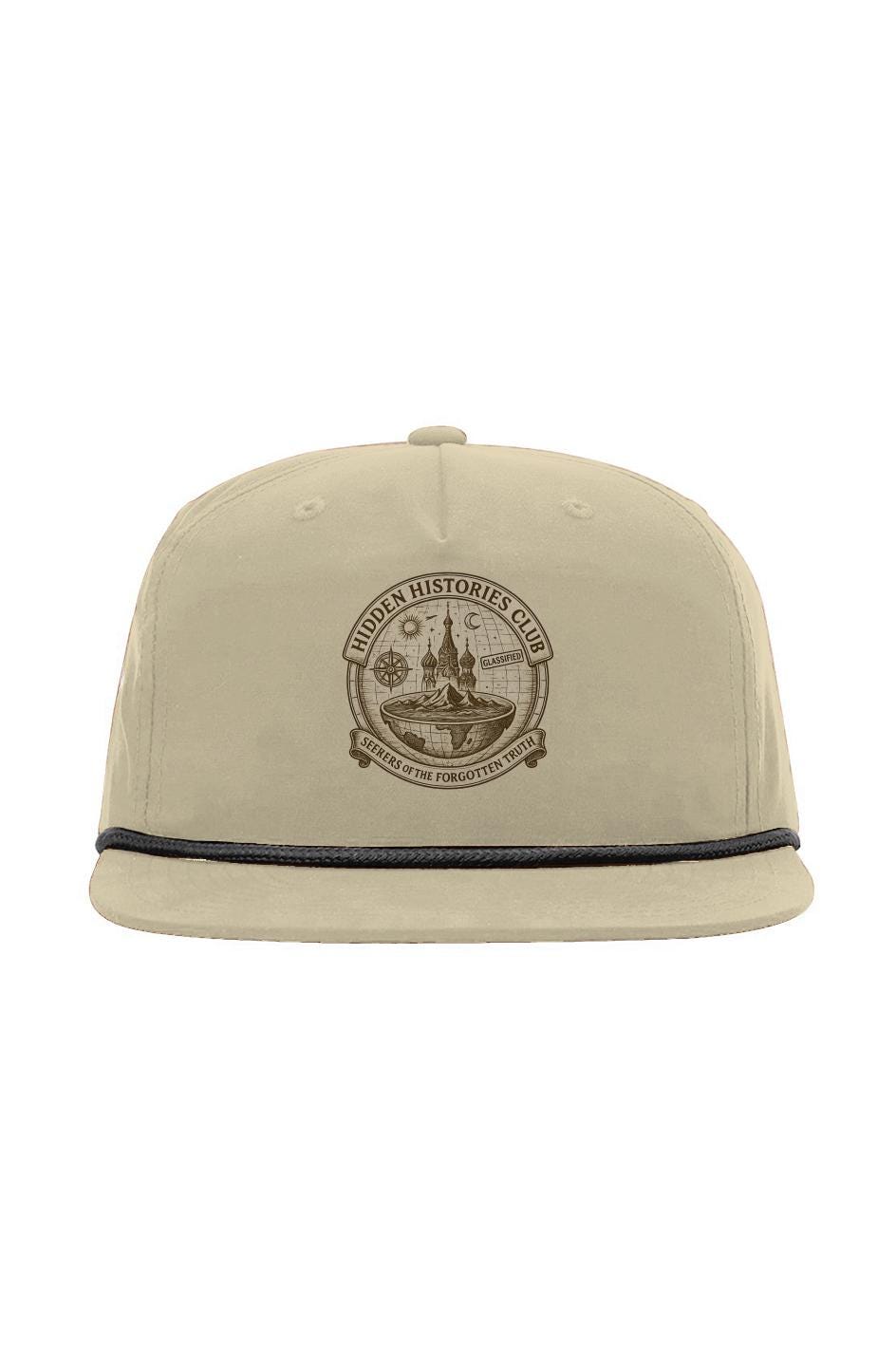 Hidden Histories Club Flat Earth Snapback – Vintage Map Cap for Truth Seekers, Richardson 256