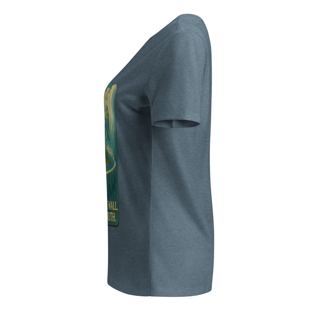 Flat Earth V-Neck T-Shirt | Beyond the Ice Wall Firmament Dome Graphic