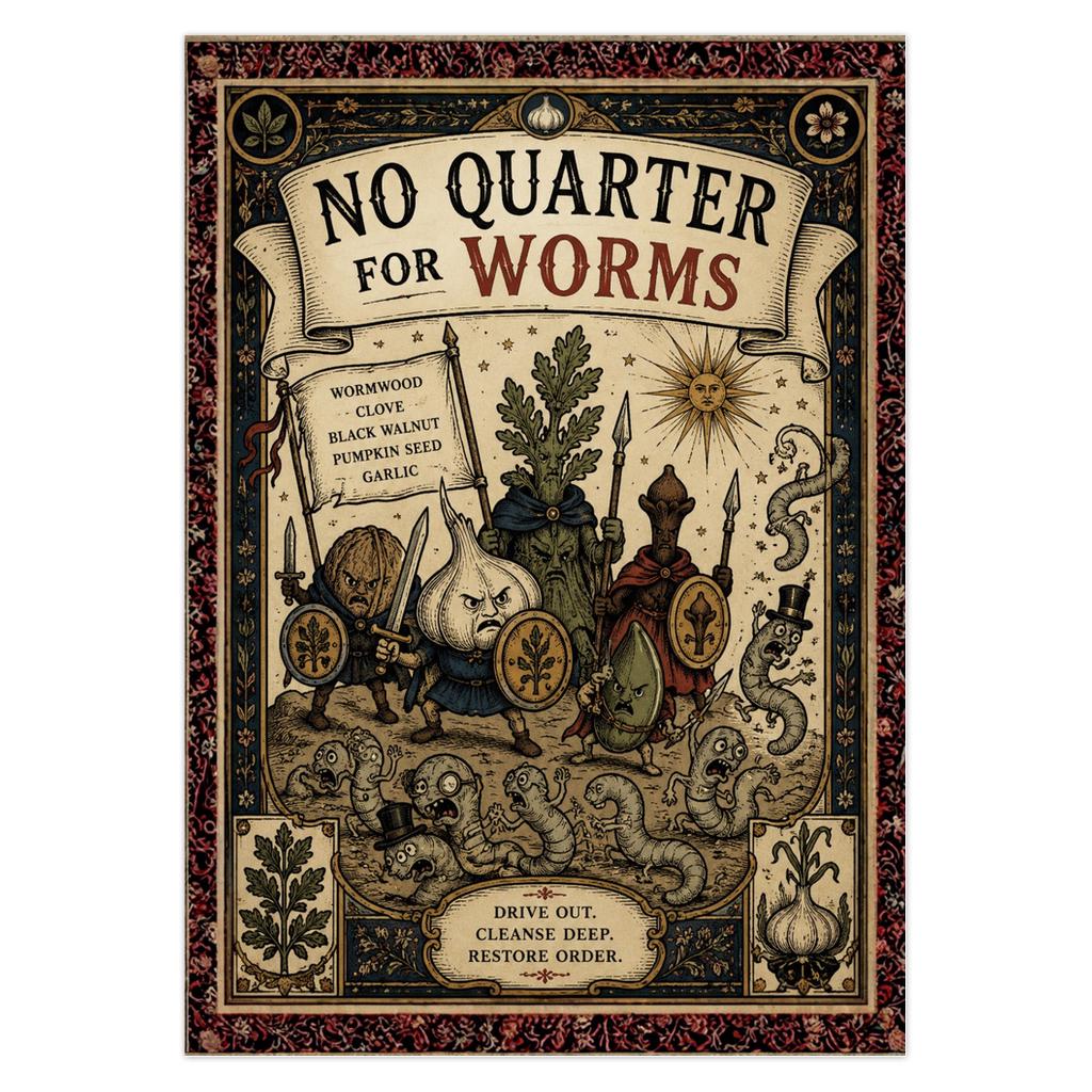 No Quarter for Worms Get Well Card
