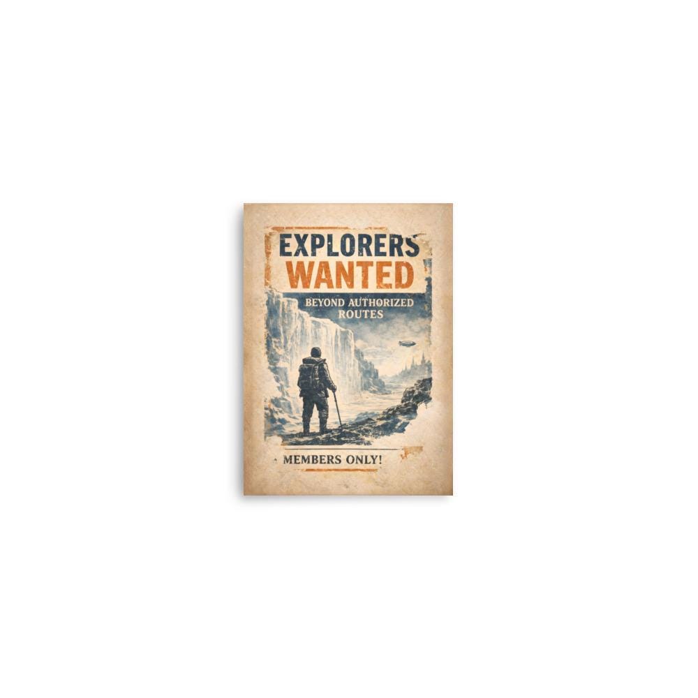Ice Wall Explorers Wanted — Vintage Expedition Poster