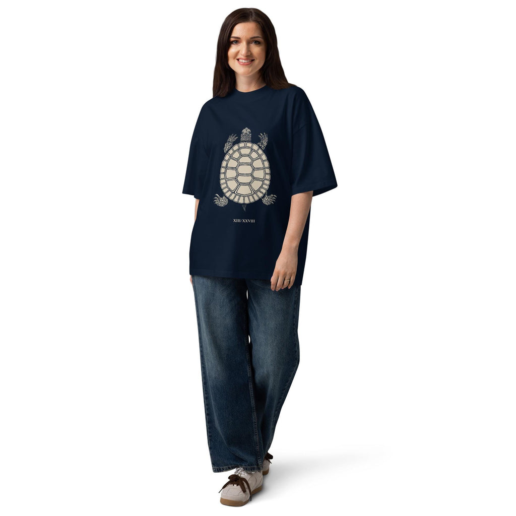 Lunar Turtle Oversized Organic T-Shirt – 13 Moons / 28 Days Cosmic Calendar