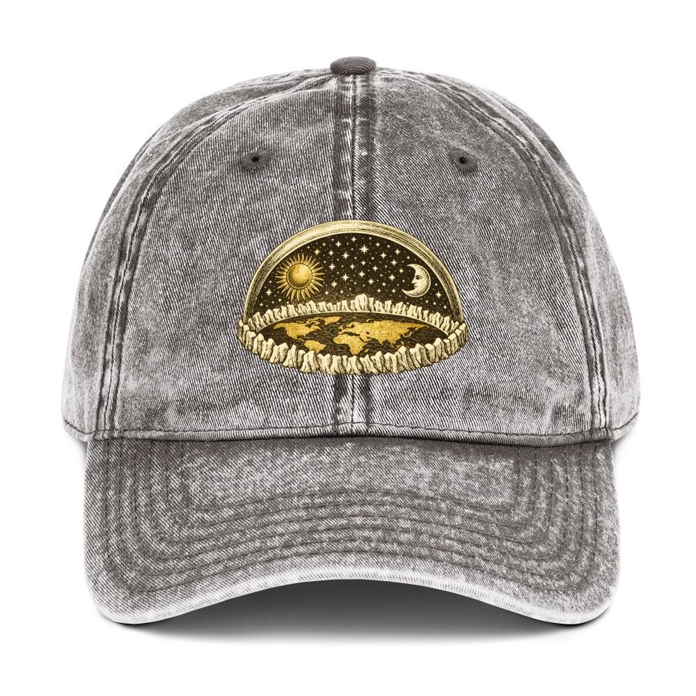 Flat Earth Firmament Dome Dad Hat – Vintage Engraving Cap