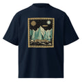 Flat earth ice wall expedition map tee with Tartarian airship, compass rose, and Terra Ultra Glaciem banner on organic cotton
