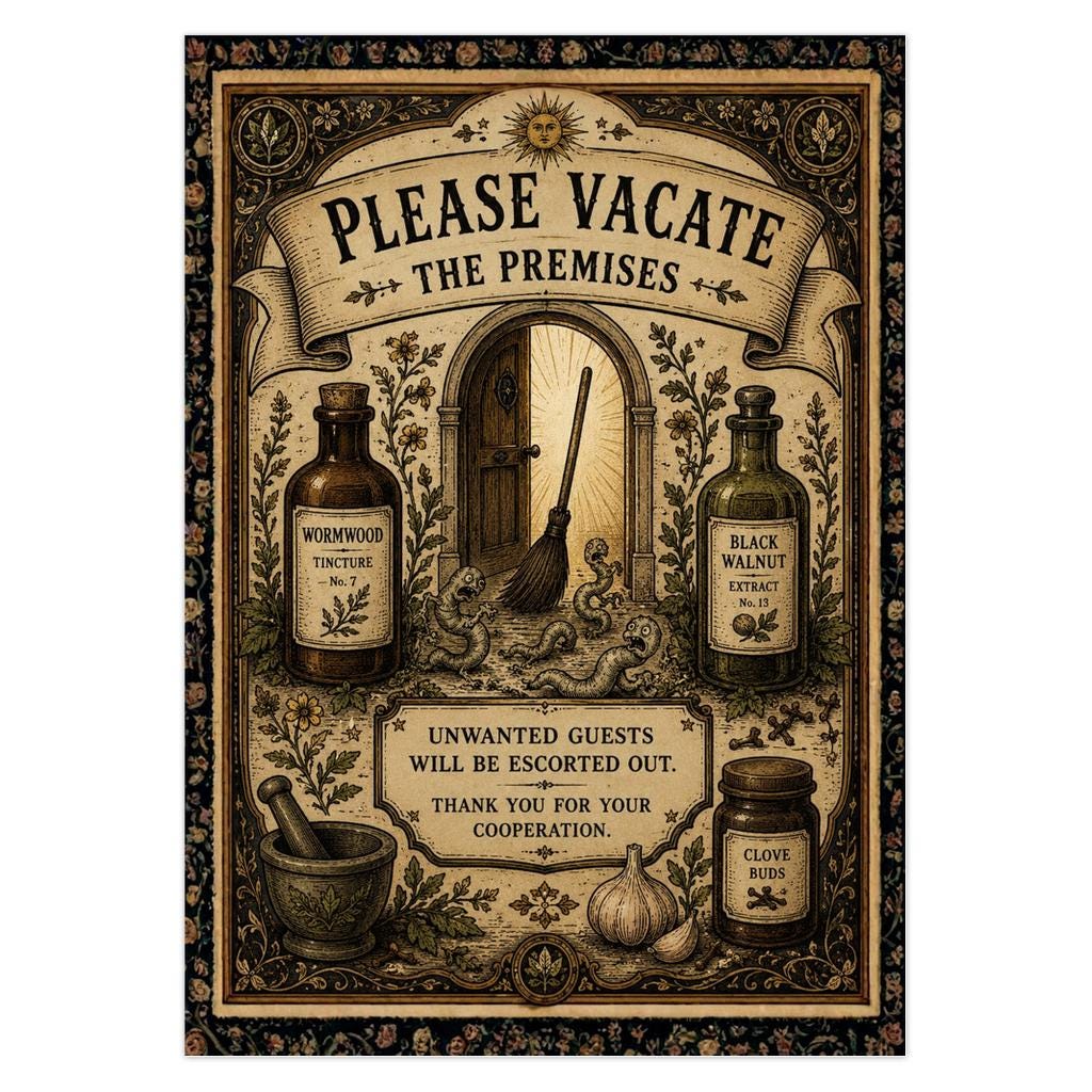 By Order of the Apothecary Card — Parasite Cleanse Get Well Card