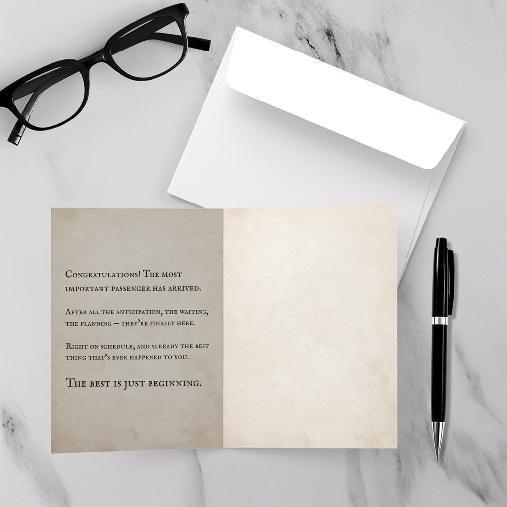 Right on Schedule Baby Card: The Grand Arrival